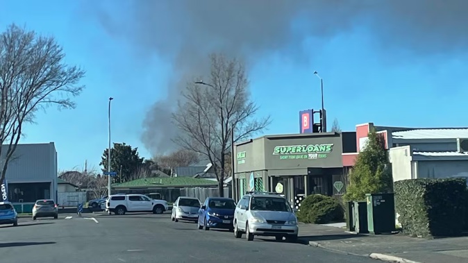 Smoke from the Heinz Watties building fire was visible from central Hastings. By 2.15pm the smoke had dissipated. Photo / Roxane Strong