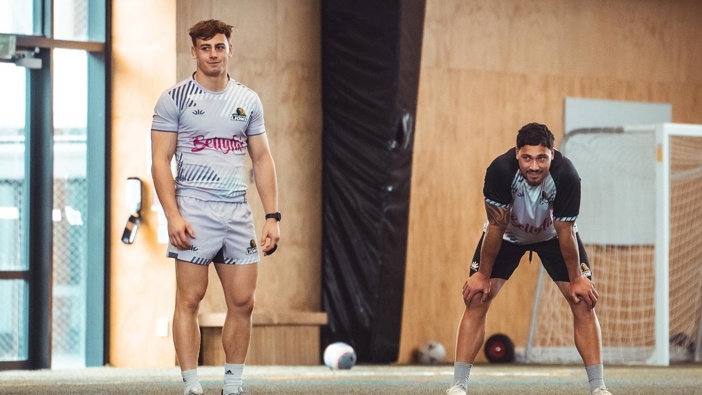 Ruben Love and Billy Proctor back training for Wellington after returning from South Africa with the All Blacks. Photo / Supplied