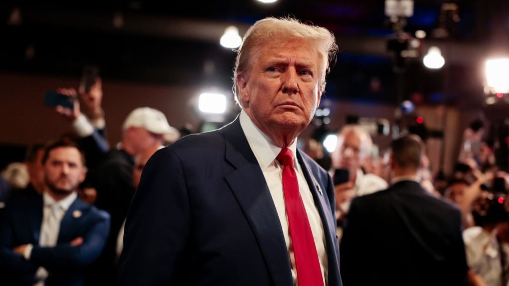 Former US president Donald Trump speaks to members of the media in the spin room following the second presidential debate at the Pennsylvania Convention Center in Philadelphia, Pennsylvania, US, on Tuesday, September 10.  Photo / Hannah Beier/Bloomberg via Getty Images