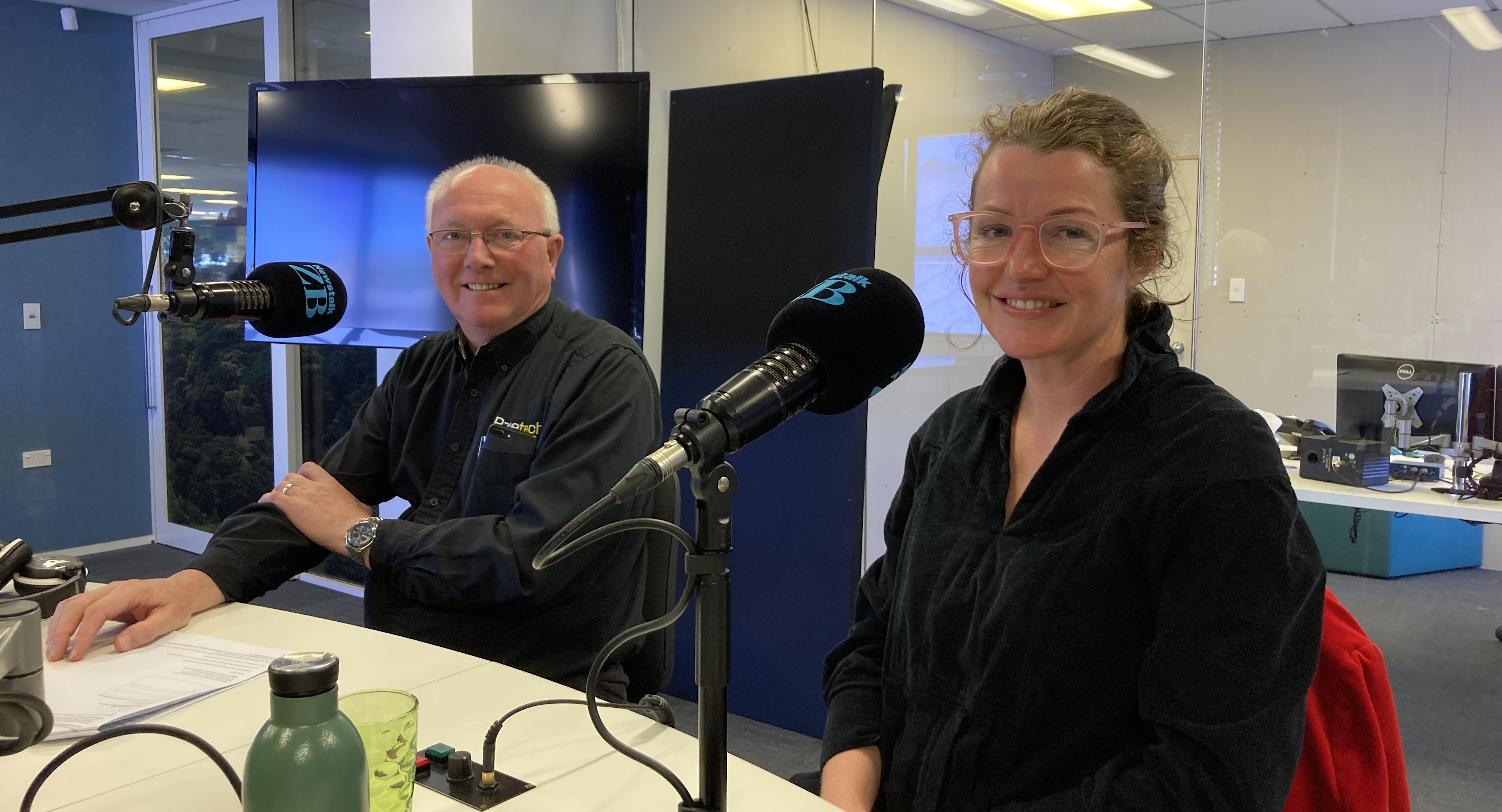 Racetech NZ Managing Director David Black and Cranfields owner Nicola Cranfield. Image / Newstalk ZB 