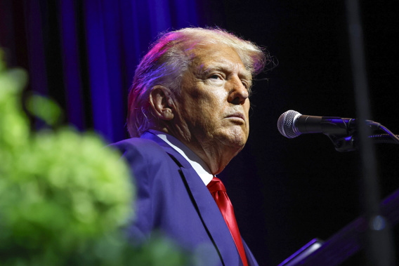 Former President Donald Trump speaks at a fundraiser event for the Alabama GOP, Friday, Aug. 4, 2023, in Montgomery, Ala. Photo / AP