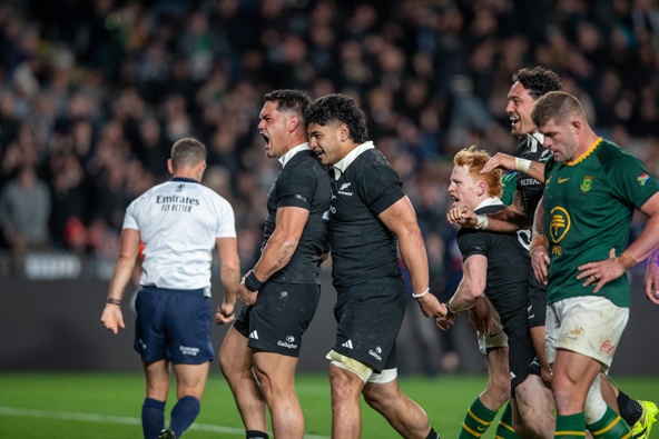 All Blacks take on the Springbok at Eden Park in Auckland. New Zealand Herald photograph by Alyse Wright, 6 September 2025.