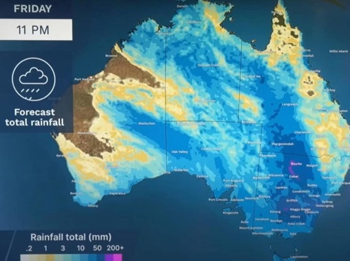 By Friday much of the country could have seen a soaking. Photo / Bureau of Meteorology Australia