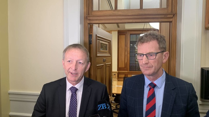 Security Intelligence Service (SIS) acting director-general Phil McKee (left) and Government Communications Security Bureau (GCSB) director-general Andrew Hampton. Photo / Adam Pearse