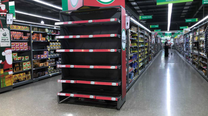 Some Countdown shelves have not been restocked. (Photo / Dean Purcell)