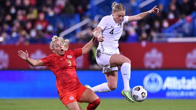 Football Fern CJ Bott in action against Canada. (Photo / Photosport)