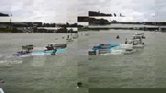 The man and his dog were rescued on Waitangi River this morning. Photo / Kerry Boyde Preece