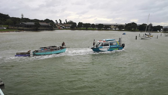 The man and his dog were rescued on Waitangi River this morning. Photo / Kerry Boyde Preece