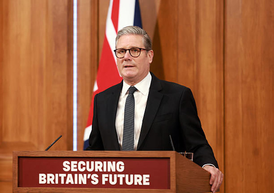 Britain's Prime Minister Keir Starmer holds a press conference on immigration at Downing Street on May 12, 2025 in London, England. The prime minister held the press conference head of the government's Immigration White Paper. (Photo by Ian Vogler - WPA Pool/Getty Images)