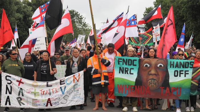 The last big protest against a Northland council, sparked by Far North District Council plans to designate private land as significant natural areas, occurred in Kaikohe in June 2021. Photo / Peter de Graaf