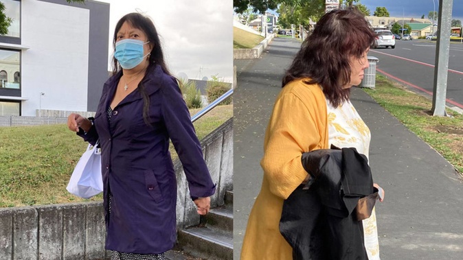 Pornthip Phonkoed, 63, left, and Nualpan Coxon, 67, leave the Hamilton District Court where they're on trial for defrauding three elderly clients of more than $200,000. (Photo / Belinda Feek)