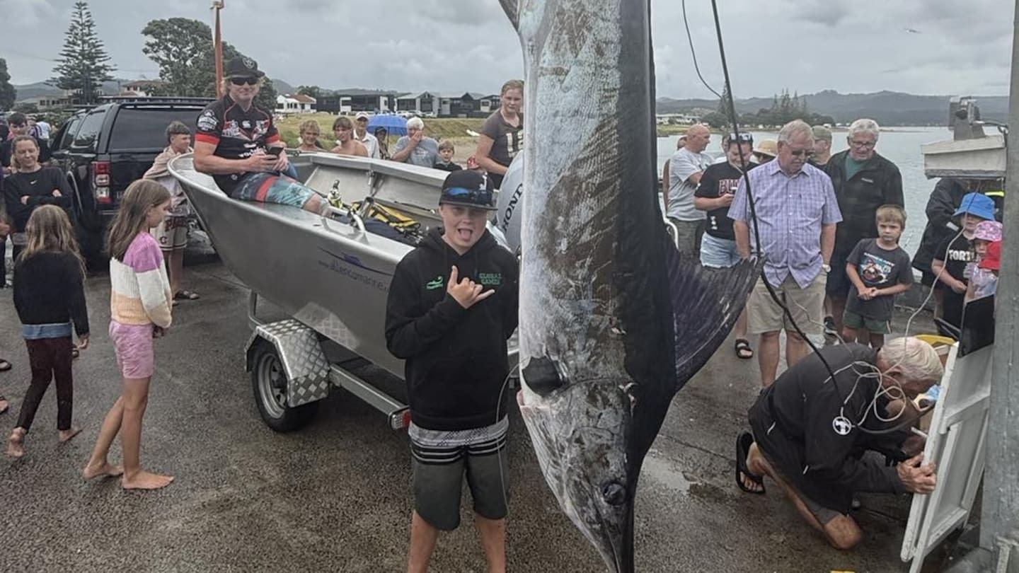 'Pretty exciting': Boy, 10, breaks club record with marlin nearly as big as tinny