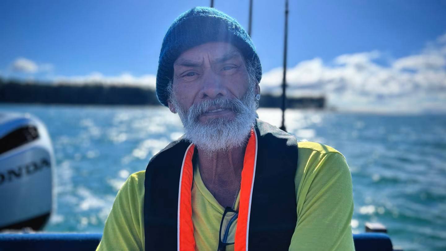 Paora Stanley, in between Mauāo and Matakana during the peaceful protest. Photo / Whakaata Māori