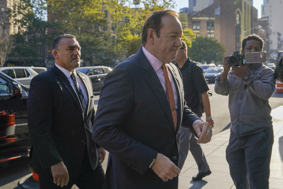 Actor Kevin Spacey arrives at Federal court for his civil lawsuit trial. Photo / AP