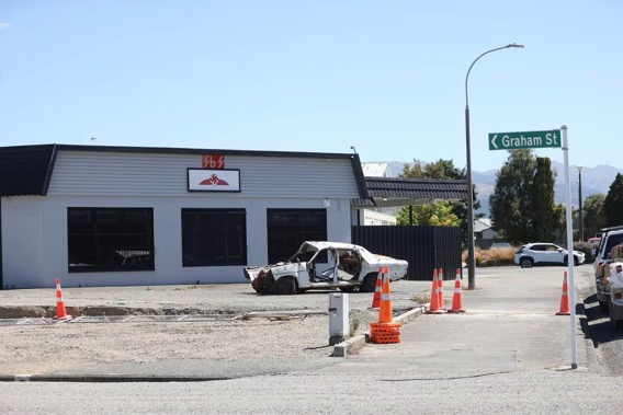 The NZ Jewish Council said a swastika placed on top of a South Canterbury panel beaters is grossly insensitive. Photo / George Heard
