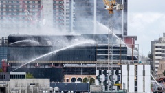 Fire at the New Zealand International Convention Centre, October 2019. The cost to Fletcher Building is still being counted. Photo / Michael Craig