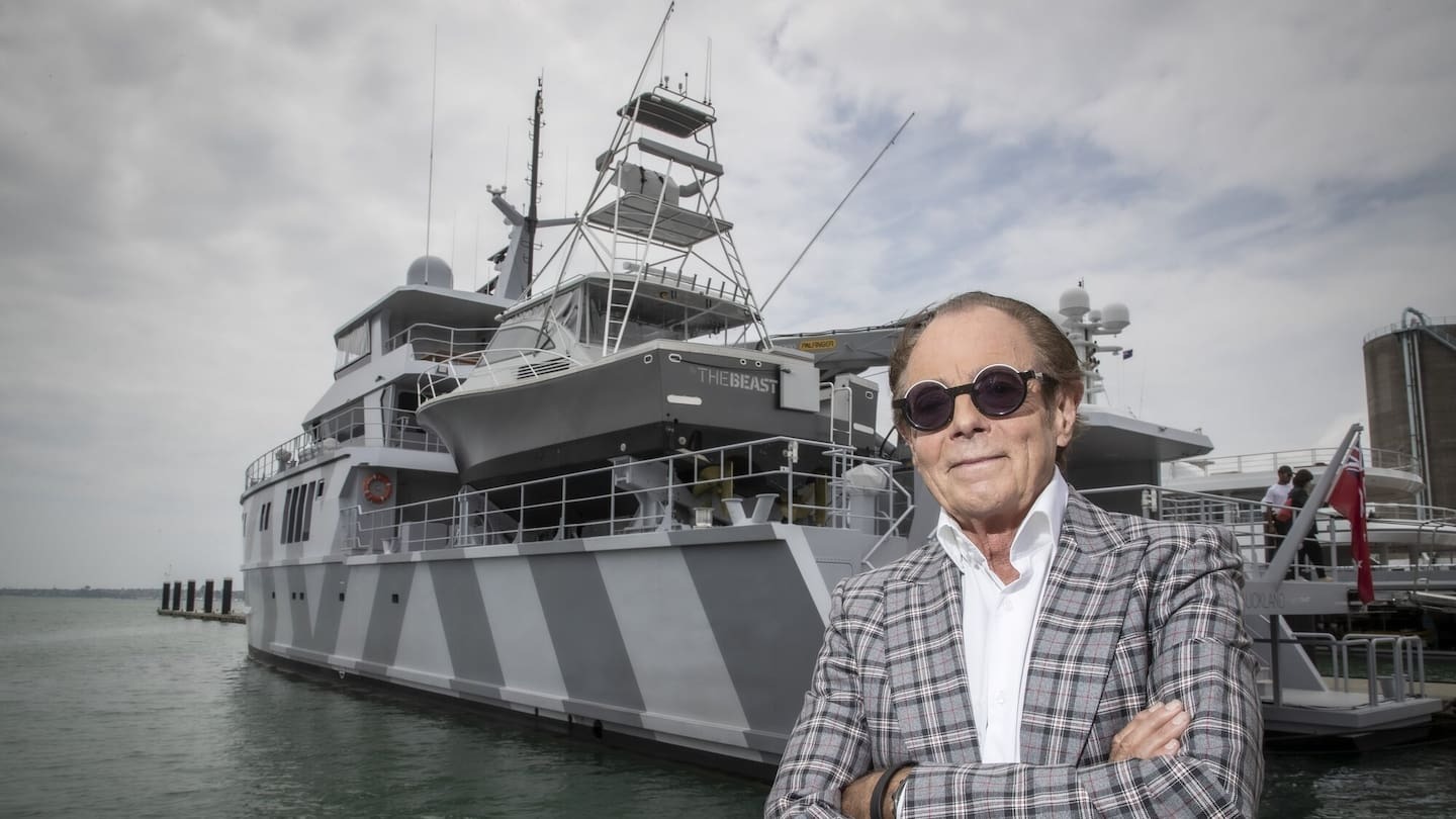 Sir Michael Hill and his superyacht The Beast pictured in 2019. Photo / Michael Craig