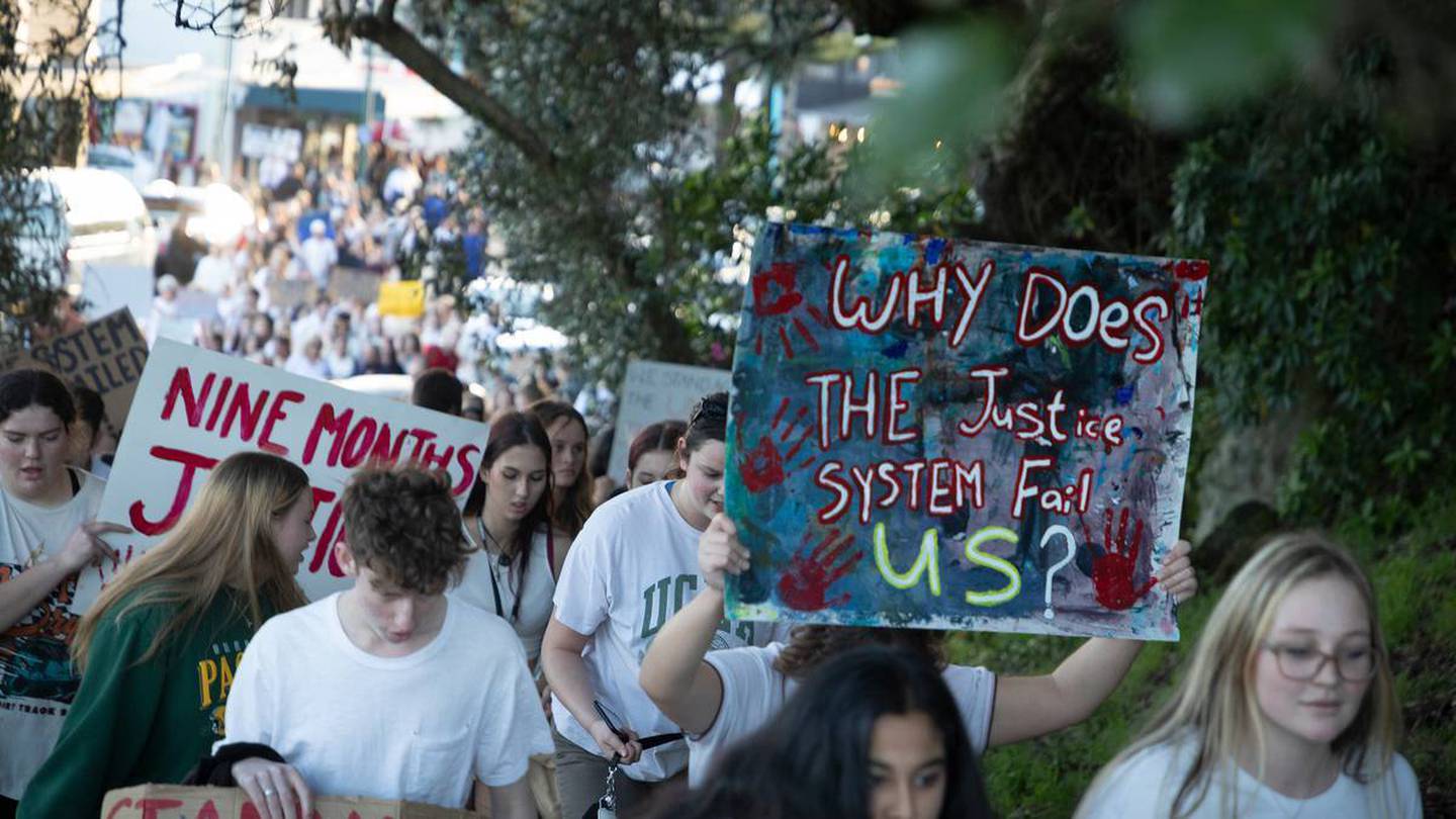 Hundreds of protesters took to Mount Maunganui's main street calling for the law to change. Photo / Andrew Warner