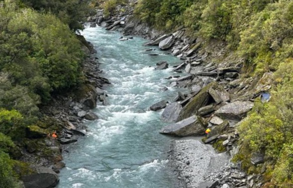Search and Rescue teams scoured the Hokitika river to find the missing man in Westland. Photo / Supplied