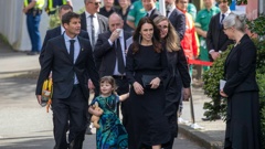 Dame Jacinda Ardern and Clarke Gayford - pictured with their daughter Neve in 2022 - will marry at an exclusive Hawke's Bay vineyard today. Photo / Mark Mitchell