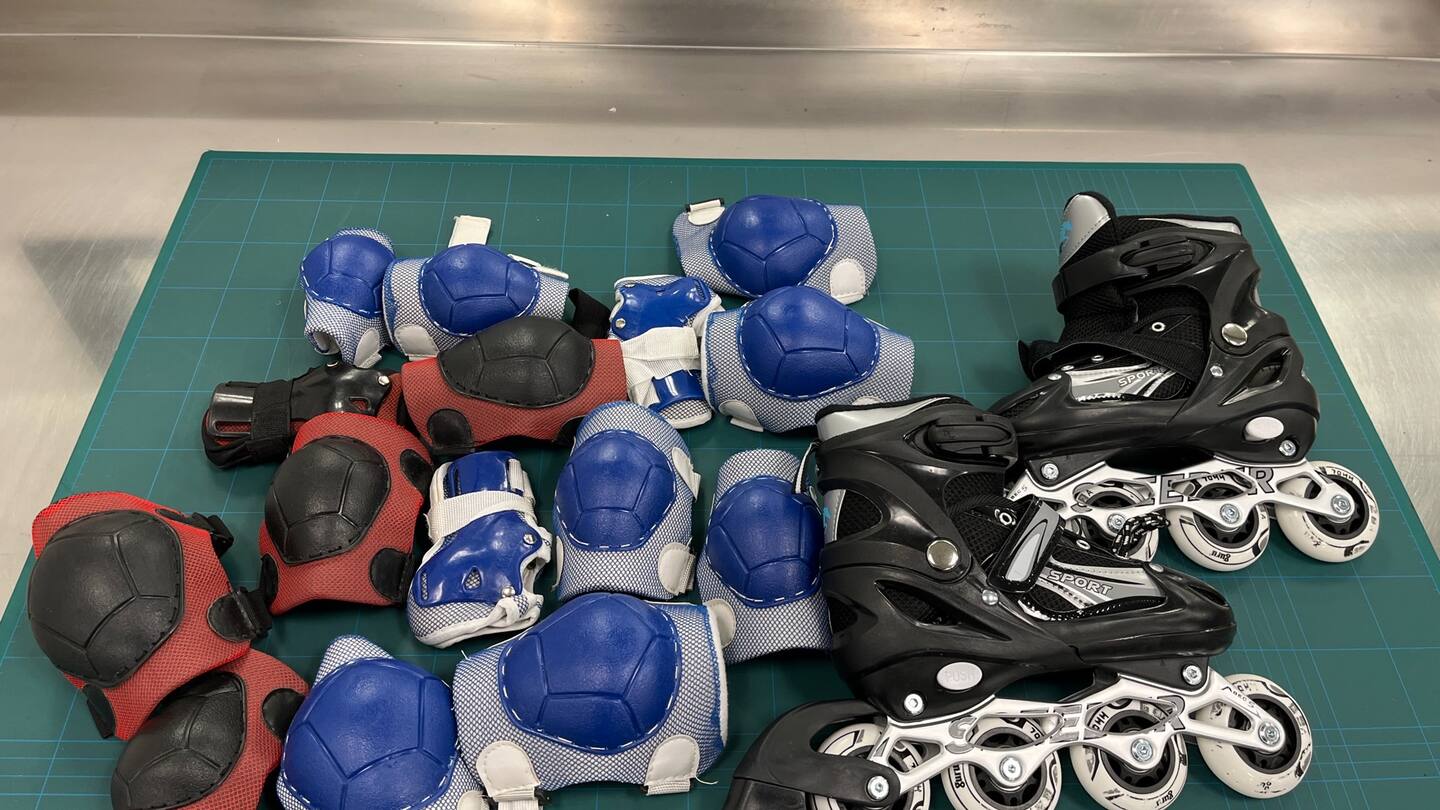 The small-scale meth-smuggling op concealed the drugs in packages containing roller skate kneepads. Photo / Customs Service NZ