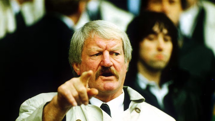 New Zealand coach Alex Wyllie at a Rugby World Cup match between the All Blacks and Canada in 1991. Photo / Photosport