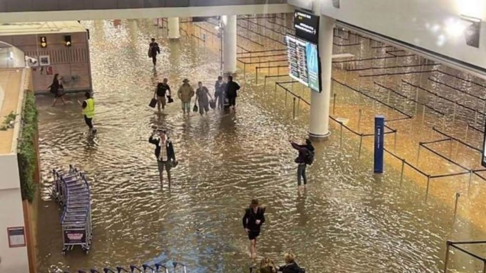Flooding at Auckland International Airport. Photo / Supplied