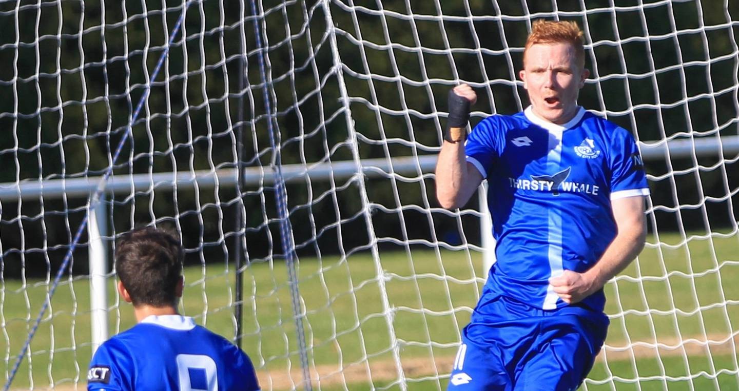 Jonny McNamara celebrates scoring in the 2020 before going on his ill-fated 'brief' trip back to the UK. Photo / Paul Taylor