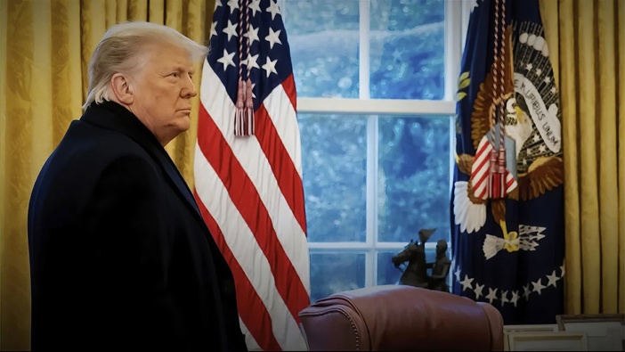 This exhibit from video released by the House Select Committee, shows a photo of President Donald Trump with his coat on as he returns to the Oval Office of the White House in Washington, after speaking on the Ellipse on Jan. 6, 2021. (Photo / AP)