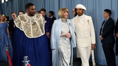 2025 Met Gala chair Anna Wintour and co-chairs Colman Domingo and Lewis Hamilton open the red carpet. Photo / Getty Images