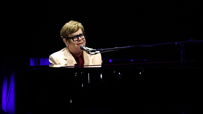 Elton John performs onstage at the "Elton John: Never Too Late" screening during the 62nd New York Film Festival at Alice Tully Hall, Lincoln Center on October 01, 2024 in New York City. (Photo by Jamie McCarthy/Getty Images for FLC)