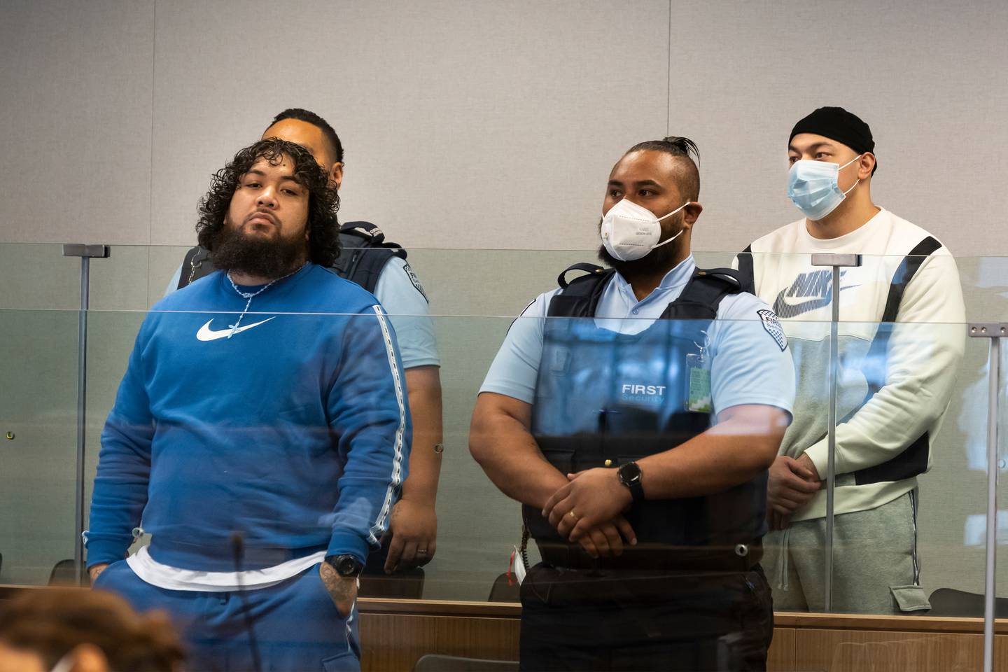 Sosaia Vaitohi (left) and Metthuselah Talakai are on trial for murder in the High Court of Auckland, accused of killing Alec Moala in May 2021. Photo / Brett Phibbs