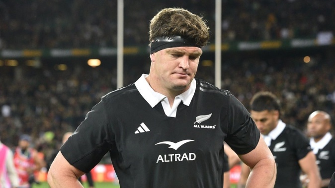All Blacks captain Scott Barrett dejected after the latest loss to South Africa. Photo / Photosport