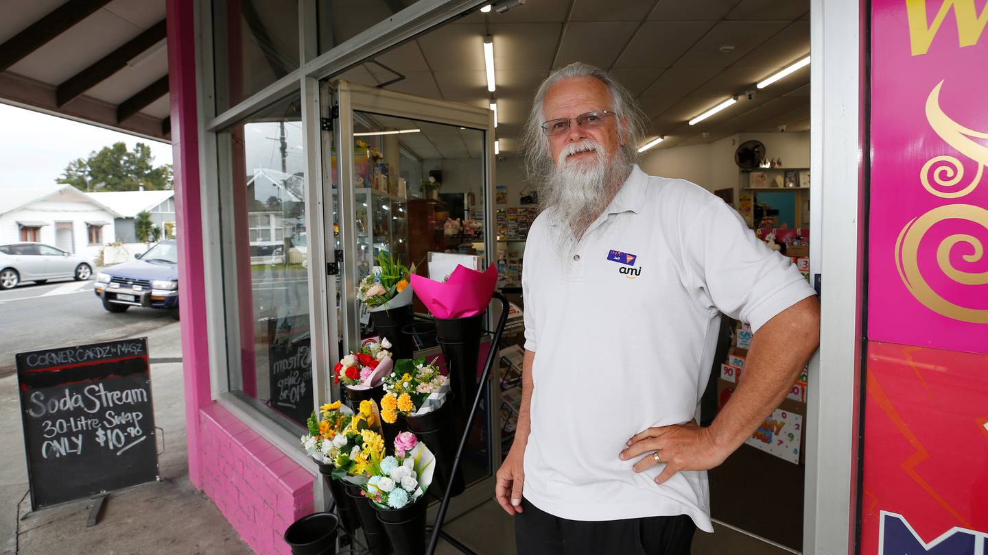 Jeffrey Bedwell, co-owner of Corner Cardz 'n' Magz, whose wife was injured after a confrontation with an alleged shoplifter. Photo / Michael Cunningham