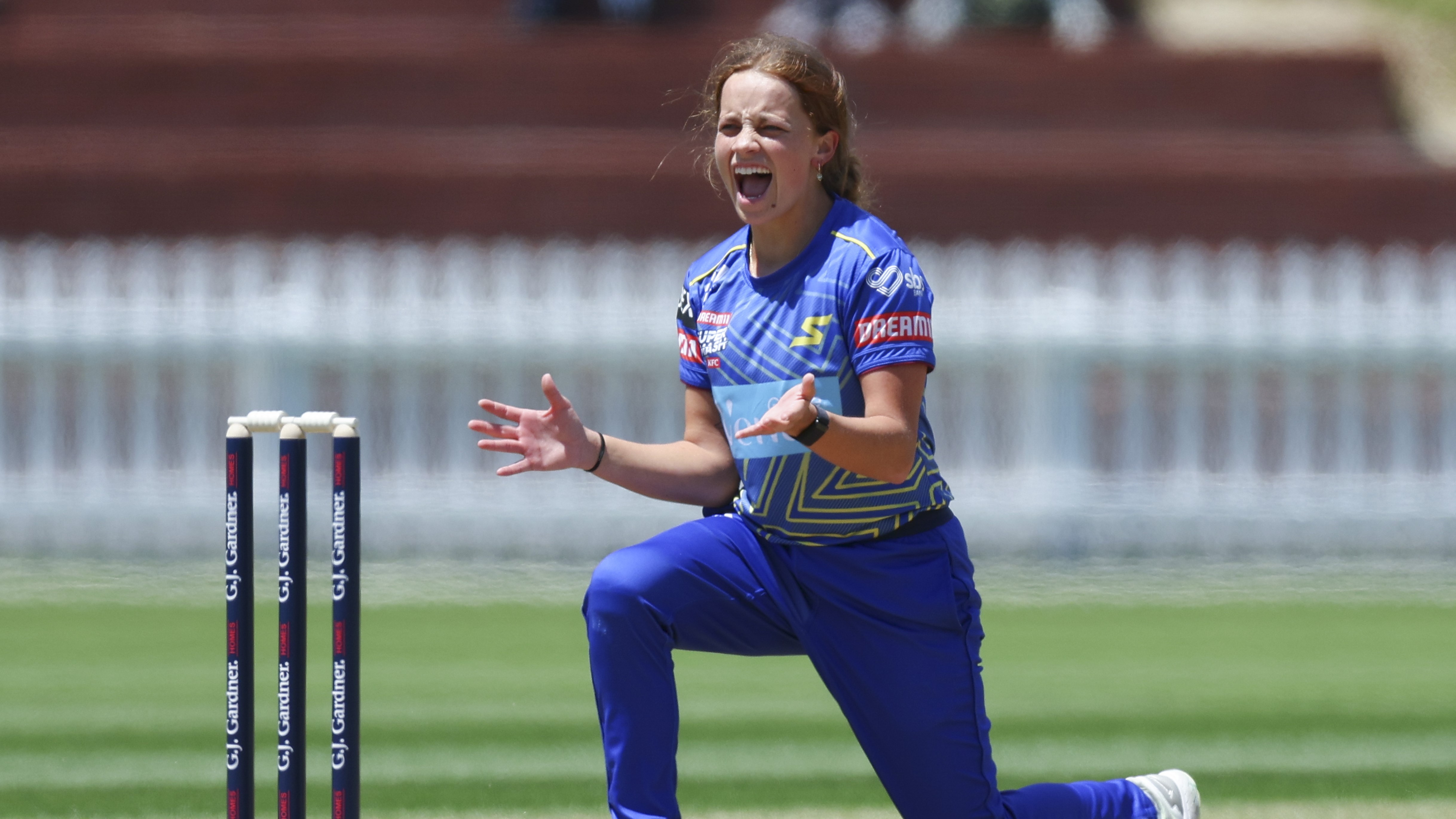 Eden Carson of the Sparks makes an appeal during the Super Smash match between Wellington Blaze and Otago Sparks at Basin Reserve on January 14, 2025 in Wellington, New Zealand. (Photo by Hagen Hopkins/Getty Images)