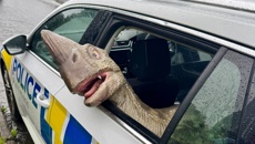 Stolen dinosaur recovered in New Plymouth after police search, one person arrested