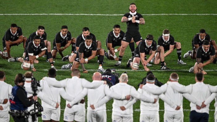 The All Blacks perform the haka before the opening test of the season against England. Photo / Photosport