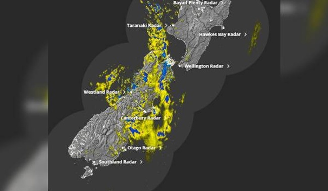 Thunderstorms, hail and strong wind gusts are forecast to bear down on the centre of the country and eastern parts of the South Island in the coming hours. Photo / Metservice