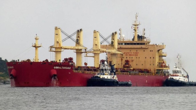 The bulk carrier Gibraltar Eagle is seen off Kristiansand, Norway, last June. Houthi rebels fired a missile striking the US-owned ship. Photo / AP