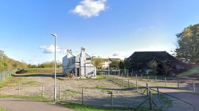 The 500-year-old barn in Herne Bay, Kent was slated for demolition when Banksy painted a mural on it. Photo / Google Maps