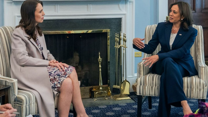 Former Prime Minister Dame Jacinda Ardern and Vice-President Kamala Harris in 2022. Photo / Facebook