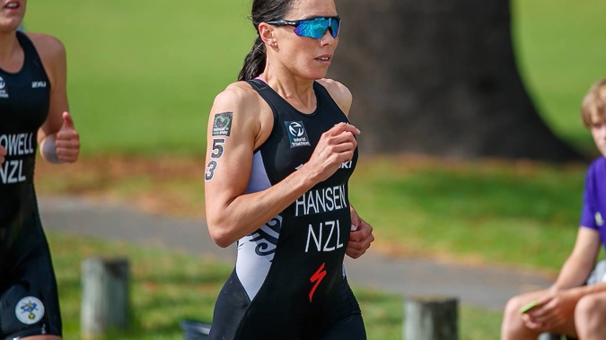 Andrea Hansen during the 2022 Oceania Triathlon Cup. Photo / Photosport