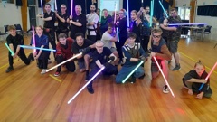Lightsabers of all colours were wielded by competitors. Photo / Shauni James