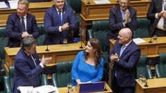 Finance Minister Nicola Willis got a standing ovation from her colleagues after reading her Budget 2025 in Parliament. Photo / Mark Mitchell