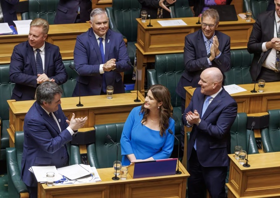 Finance Minister Nicola Willis got a standing ovation from her colleagues after reading her Budget 2025 in Parliament. Photo / Mark Mitchell