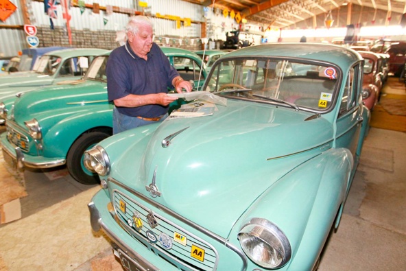 The late Ian Hope pictured in 2016 at his British Car Museum which is going on sale this week. (Photo / Warren Buckland)