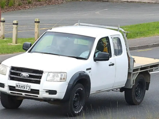 The white ute being sought in relation to anti-social road user offending. Photo / NZ Police