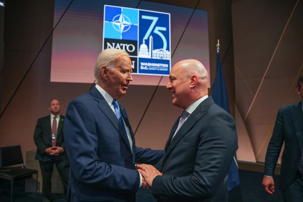 President Joe Biden (left) met with NZ Prime Minister Christopher Luxon (right) at the Nato summit last week in Washington DC.