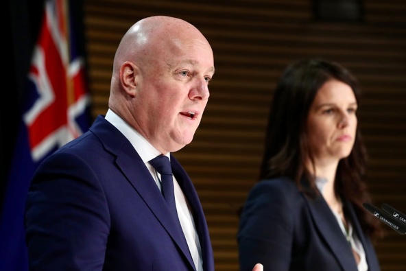 Prime Minister Christopher Luxon and Erica Stanford, Lead Coordination Minister for the Government’s Response to the Royal Commission’s Report into Historical Abuse in State Care and in the Care of Faith-based Institutions, spoke to the media after the official apology today. Photo / Mark Mitchell