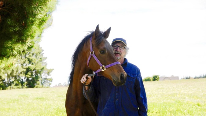 John Bolstad with one of his prize horses that he has imported into New Zealand, and which he pleaded with a judge was all he was concerned about. Photo / Otago Daily Times